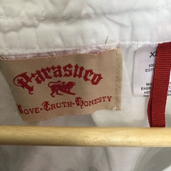 2/40$ PARASUCO XS white ruffle detailed top woven shirt blouse sleeveless cotton - Picture 4 of 7